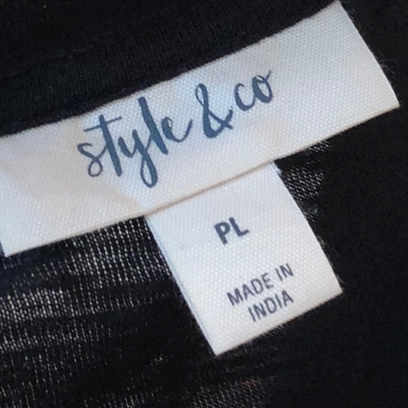 Style & Co Black Short Sleeve Shirt Lightweight T-Shirt Pocket Petite Top - Picture 4 of 7